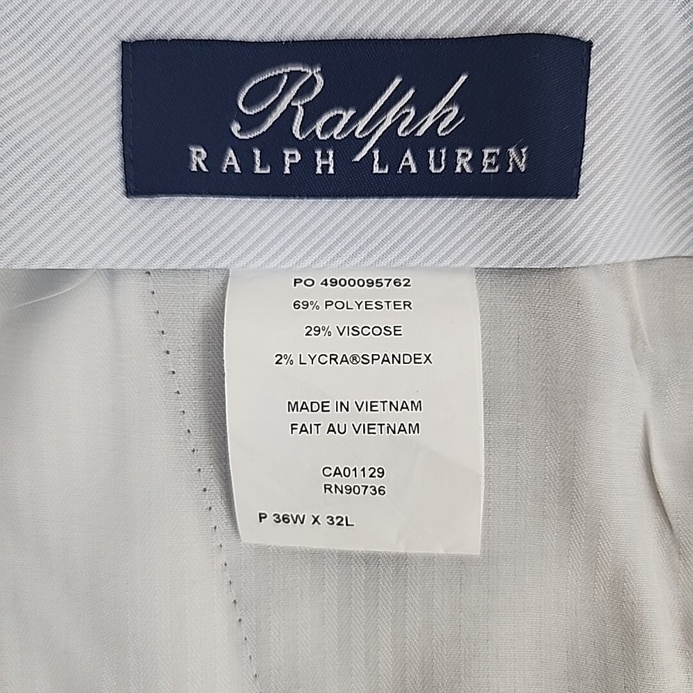 Ralph Lauren Mens Blue Micro Check Pleated Dress Pants 36 x 32 Stretch Trousers - Picture 9 of 13